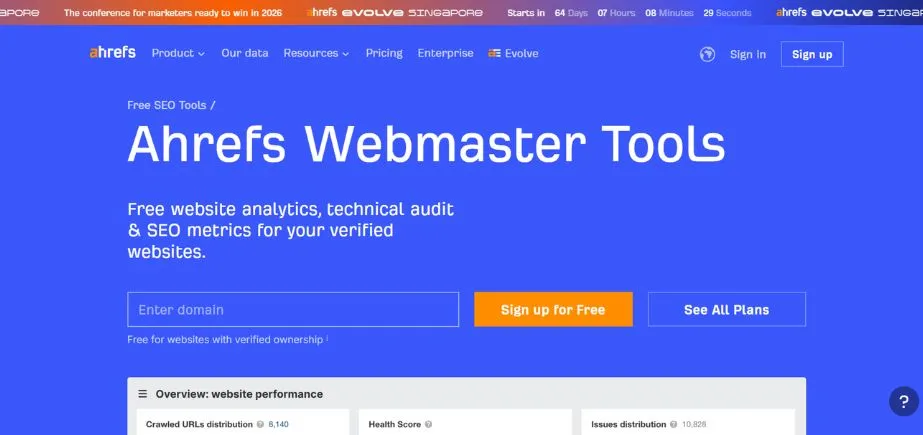 Ahrefs Webmaster Tools - SEO for SaaS Platforms