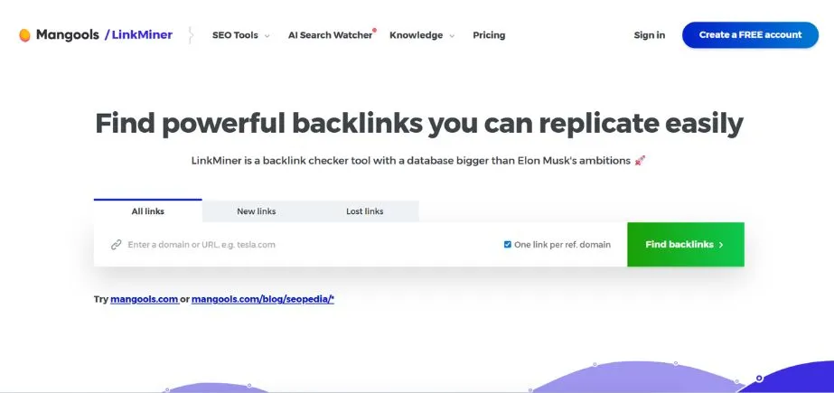 LinkMiner by Mangools - Backlink Analysis Tools
