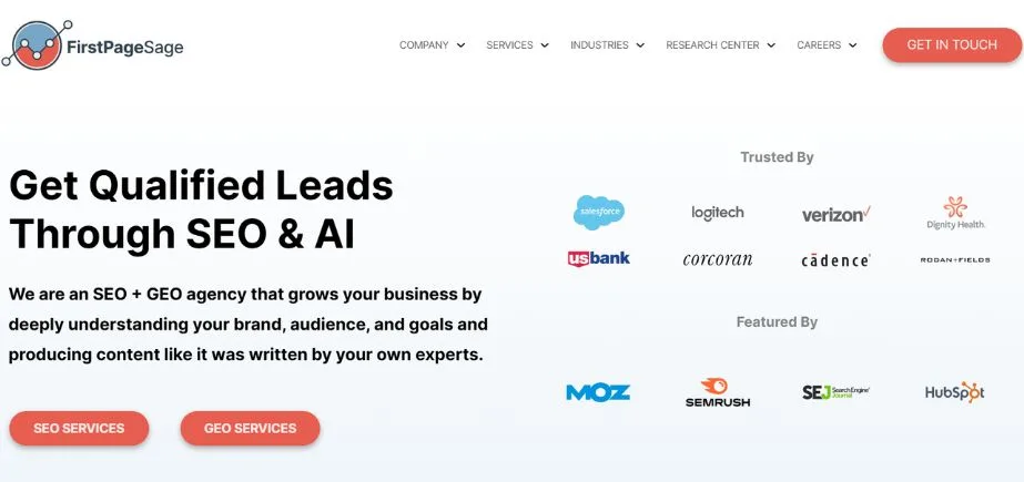 GEO Agencies for Fintech Companies - firstpagesage