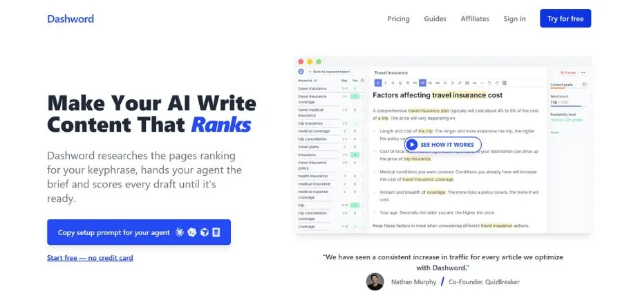 AI Content Optimisation Tools - dashword