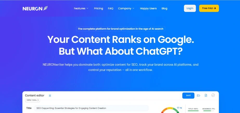 AI Content Optimisation Tools - neuron
